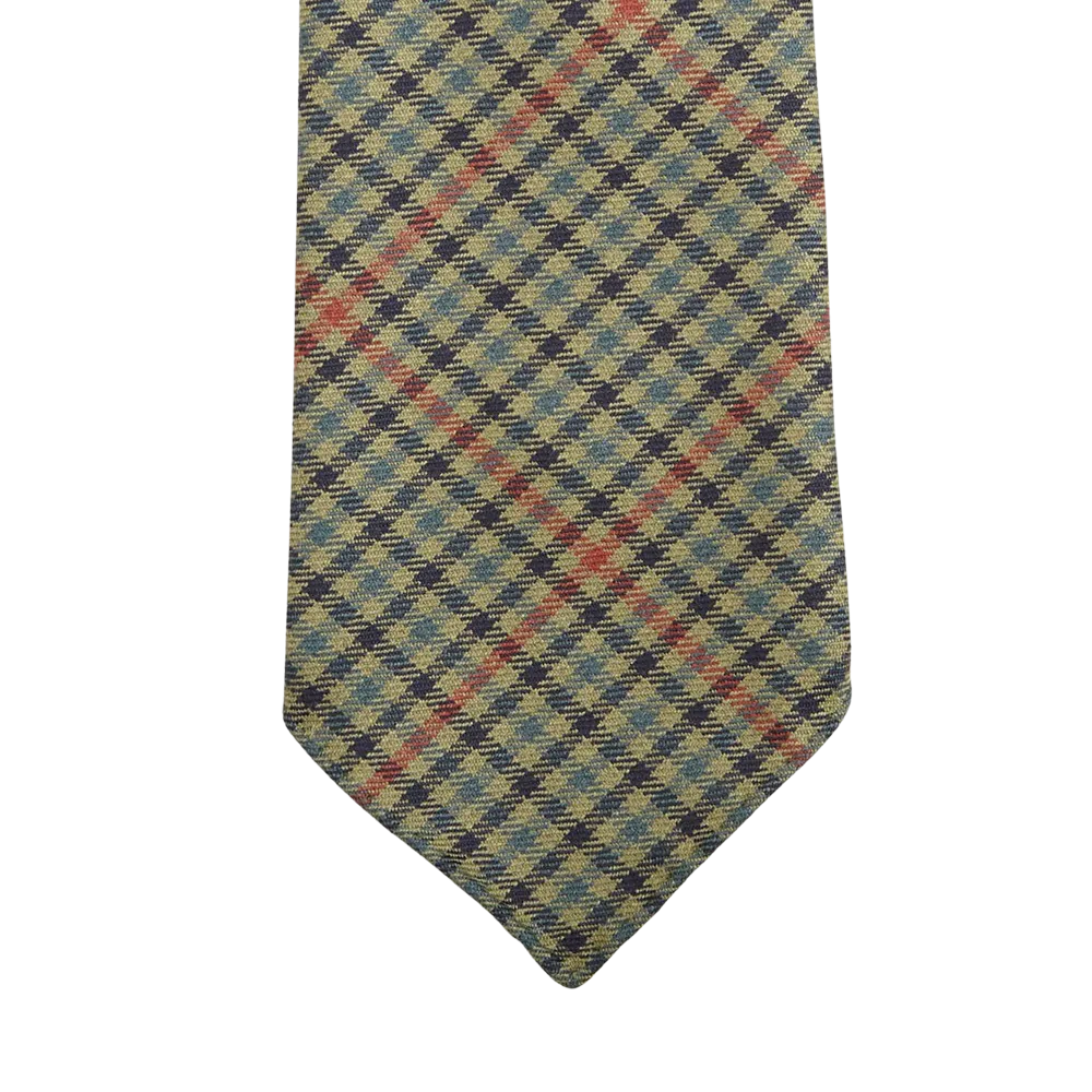 Green Micro Gunclub Checked 7-Fold Wool Tie