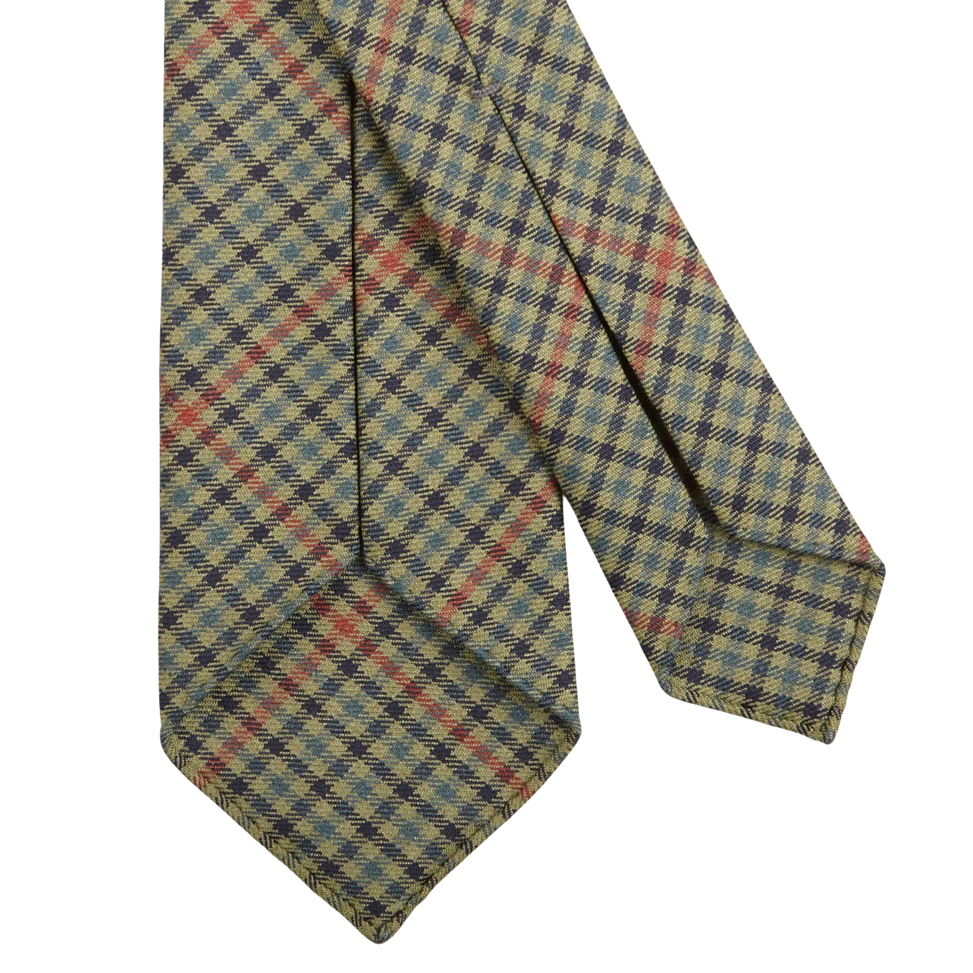 Green Micro Gunclub Checked 7-Fold Wool Tie