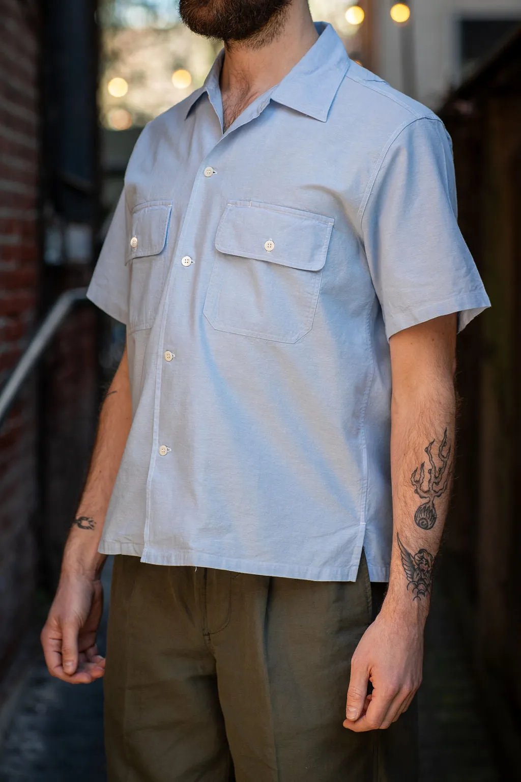 Knickerbocker Service Chambray Shirt - Light Blue