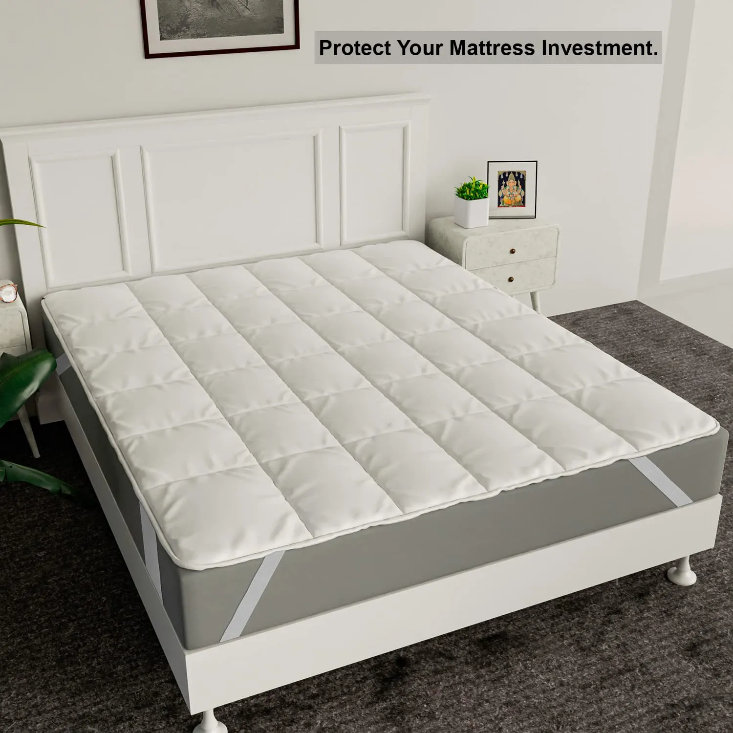 Kuber Industries Mattress Protector|Soft Cotton Breathable Mattress Protector|Waterproof Mattress Protector|Quilted Cover with Elastic Band Straps|60x78 (White)