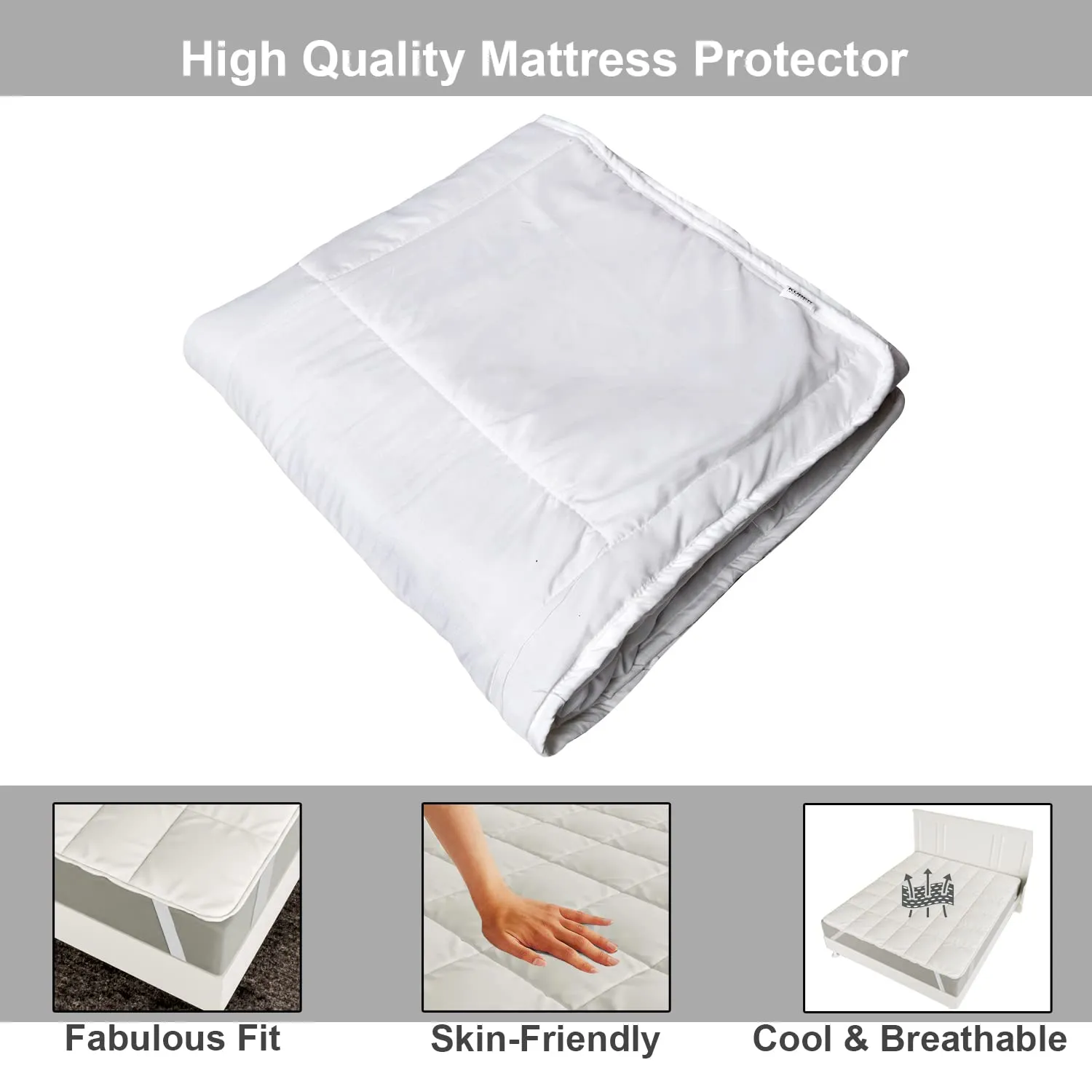 Kuber Industries Mattress Protector|Soft Cotton Breathable Mattress Protector|Waterproof Mattress Protector|Quilted Cover with Elastic Band Straps|60x78 (White)