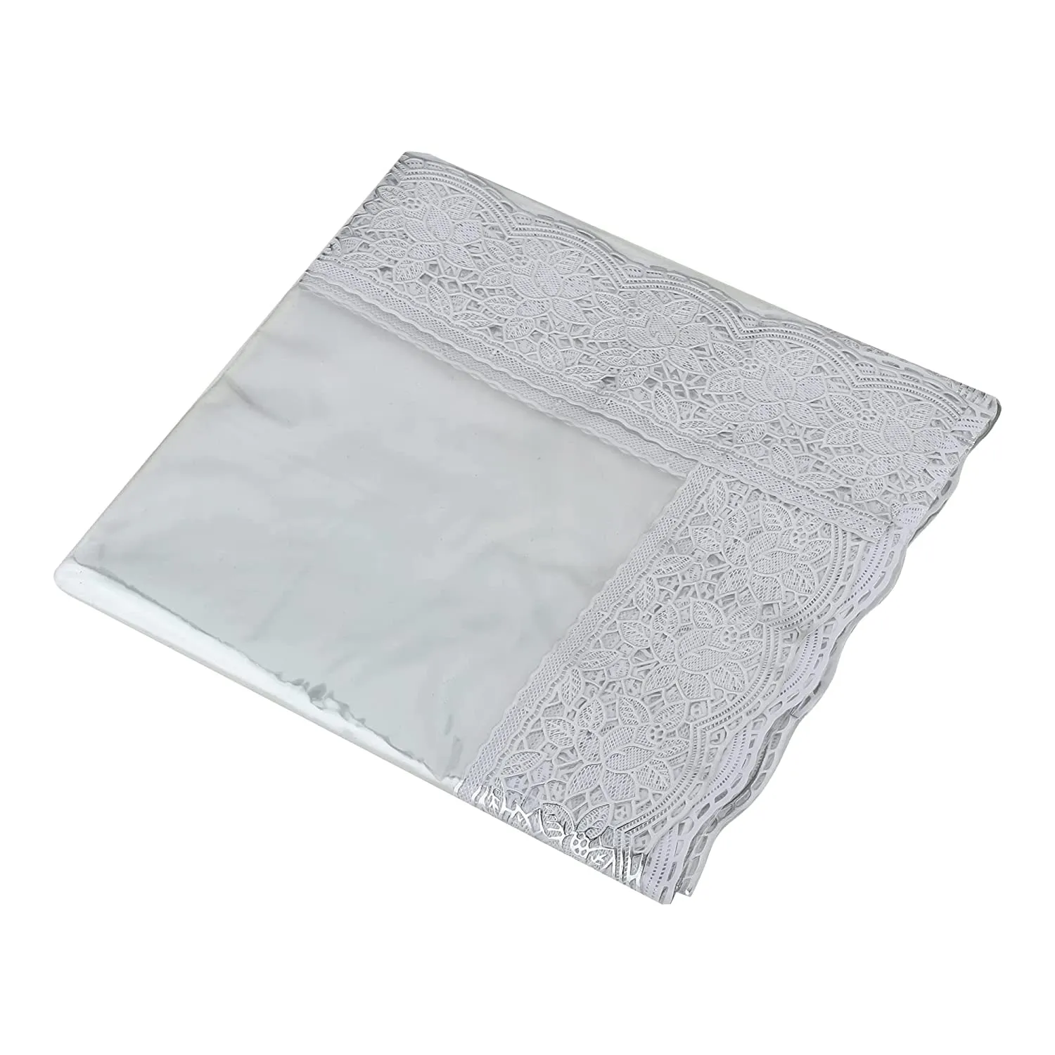 Kuber Industries Table Cloth for Dining|70x45 Inch |Transparent Dining Table Cover 4 Seater|Waterproof Table Sheet, White Lace (White)