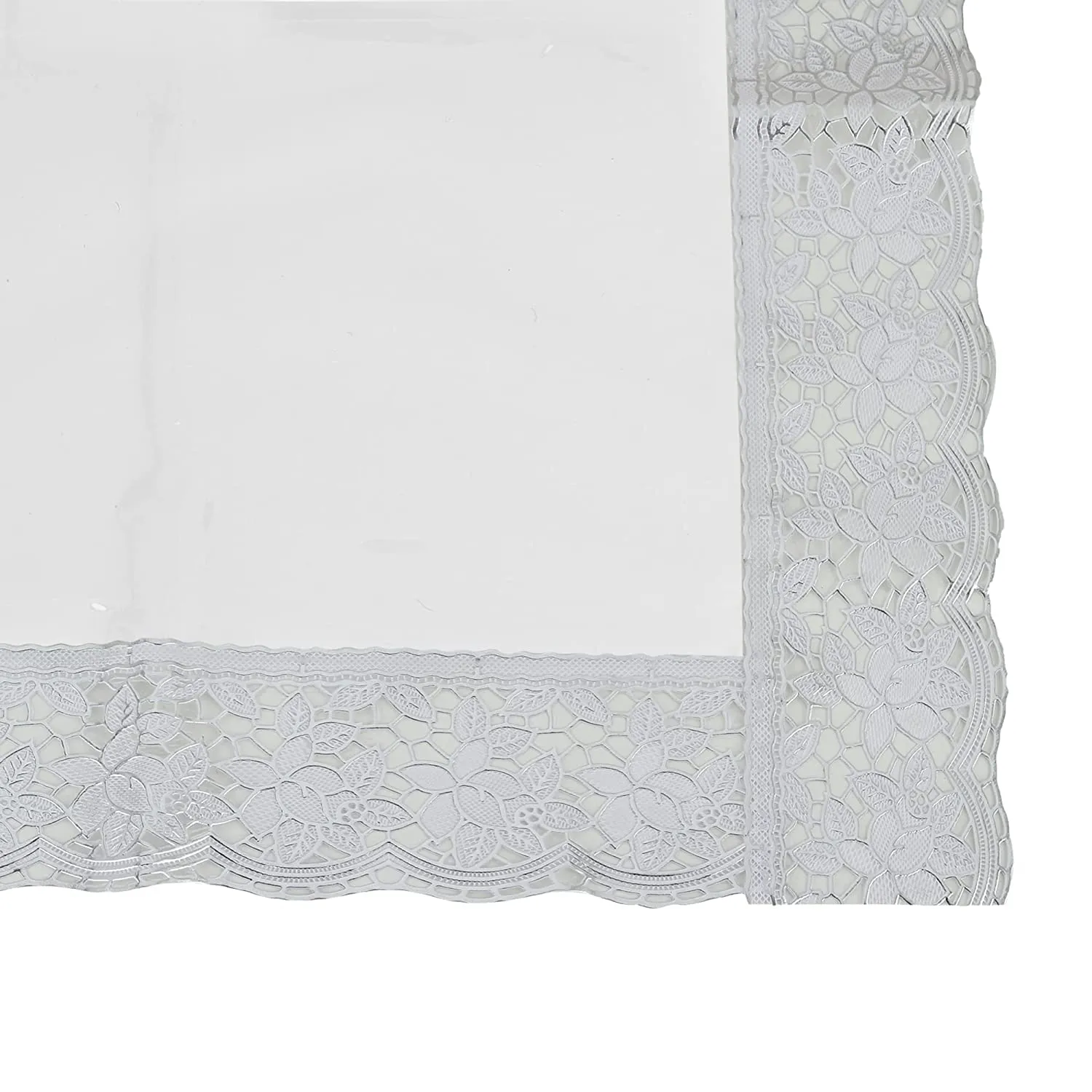 Kuber Industries Table Cloth for Dining|70x45 Inch |Transparent Dining Table Cover 4 Seater|Waterproof Table Sheet, White Lace (White)