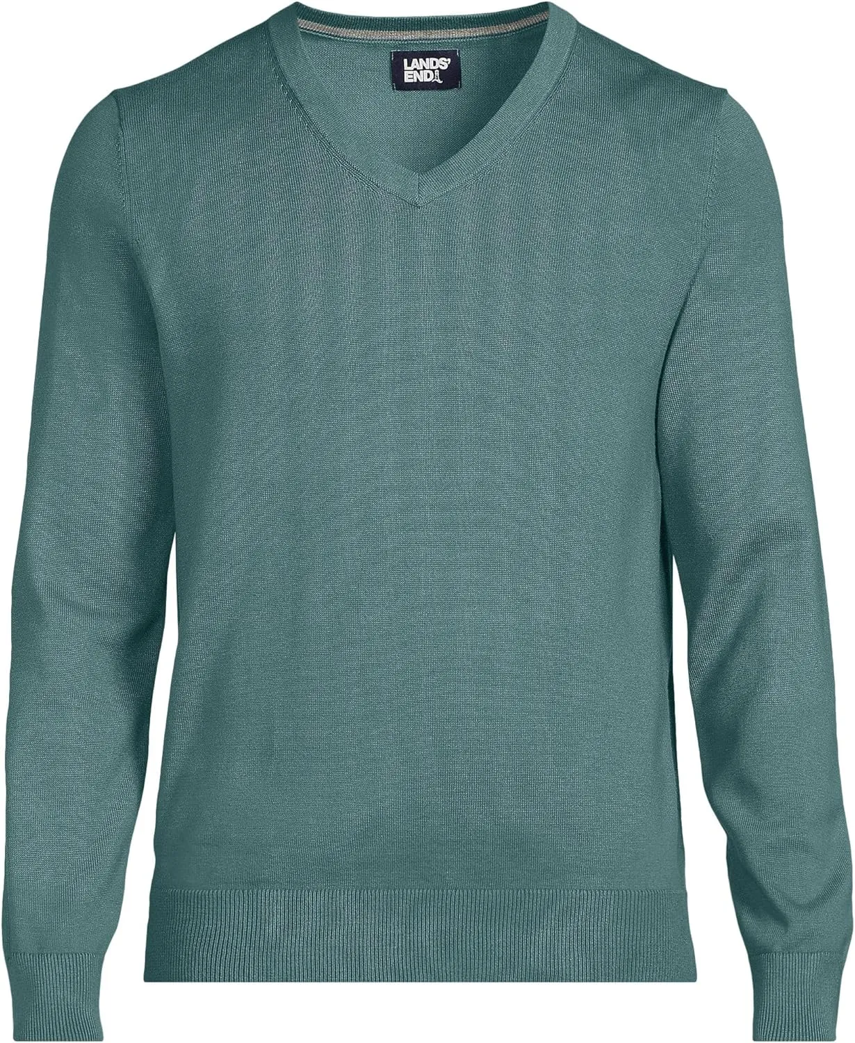Lands' End Men's Fine Gauge Cotton V Neck Sweater