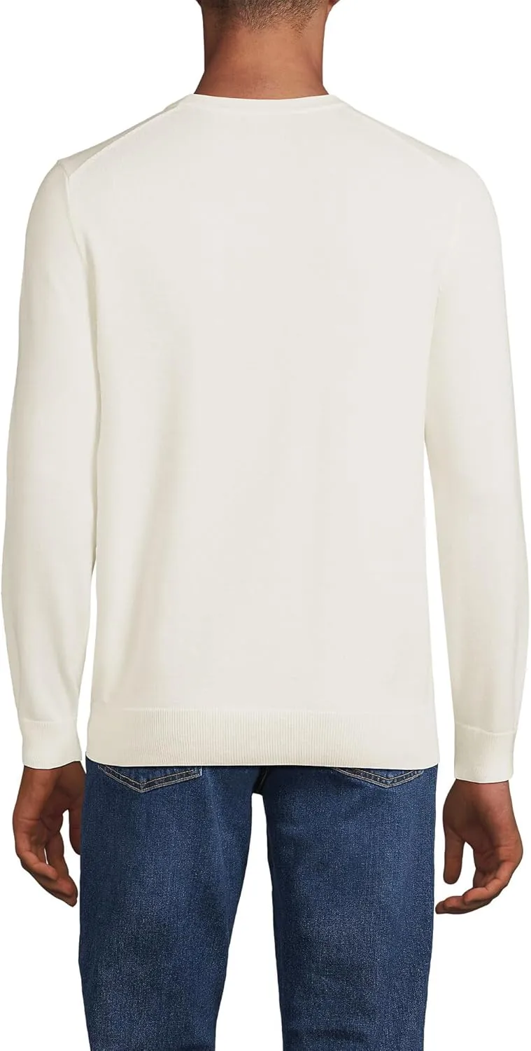 Lands' End Men's Fine Gauge Cotton V Neck Sweater
