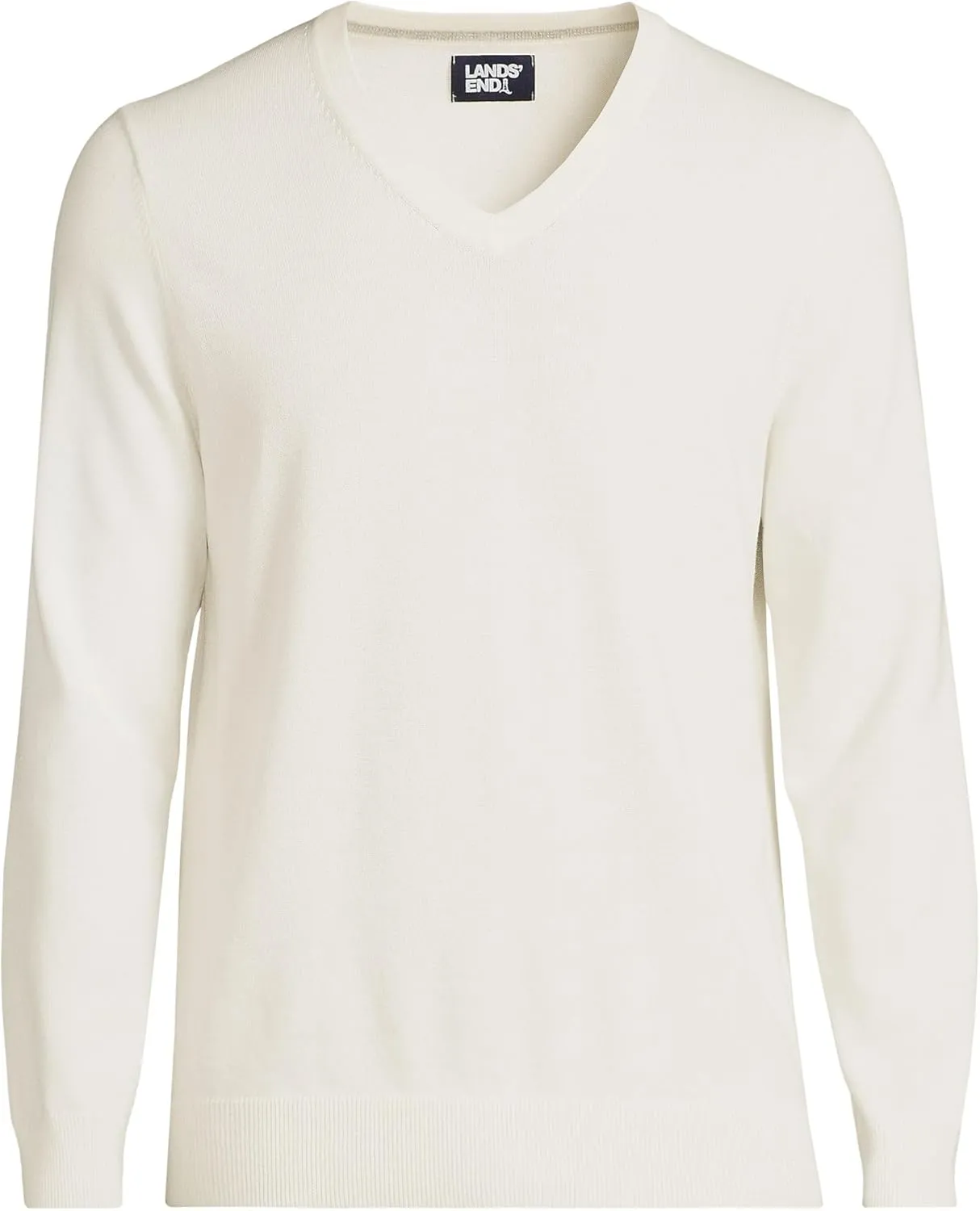 Lands' End Men's Fine Gauge Cotton V Neck Sweater