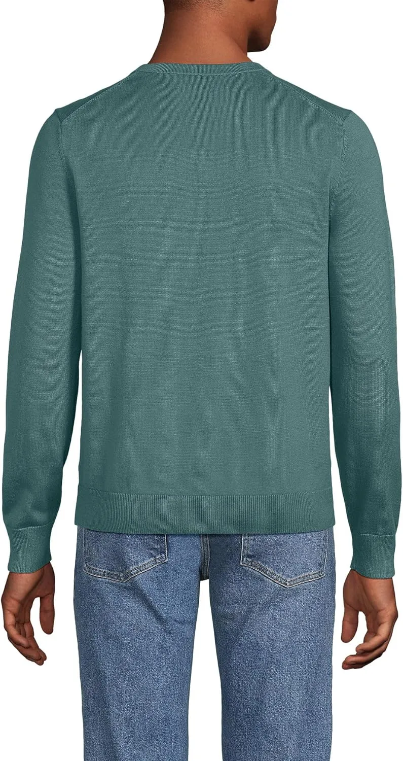 Lands' End Men's Fine Gauge Cotton V Neck Sweater