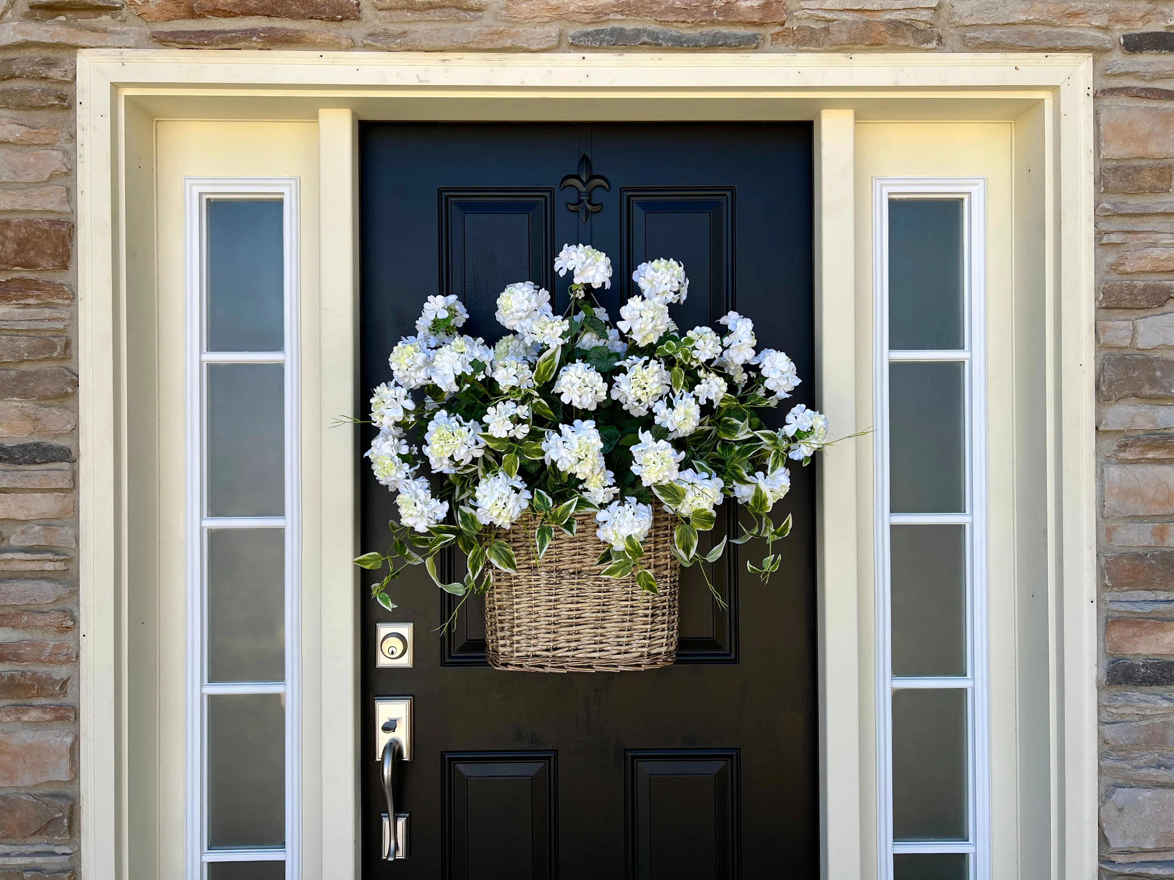 Large Summer White Geranium Basket