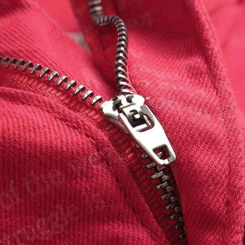 Letter embroidery red men's jeans