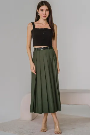 Lighthouse Pleat Skirt with Belt (Green)