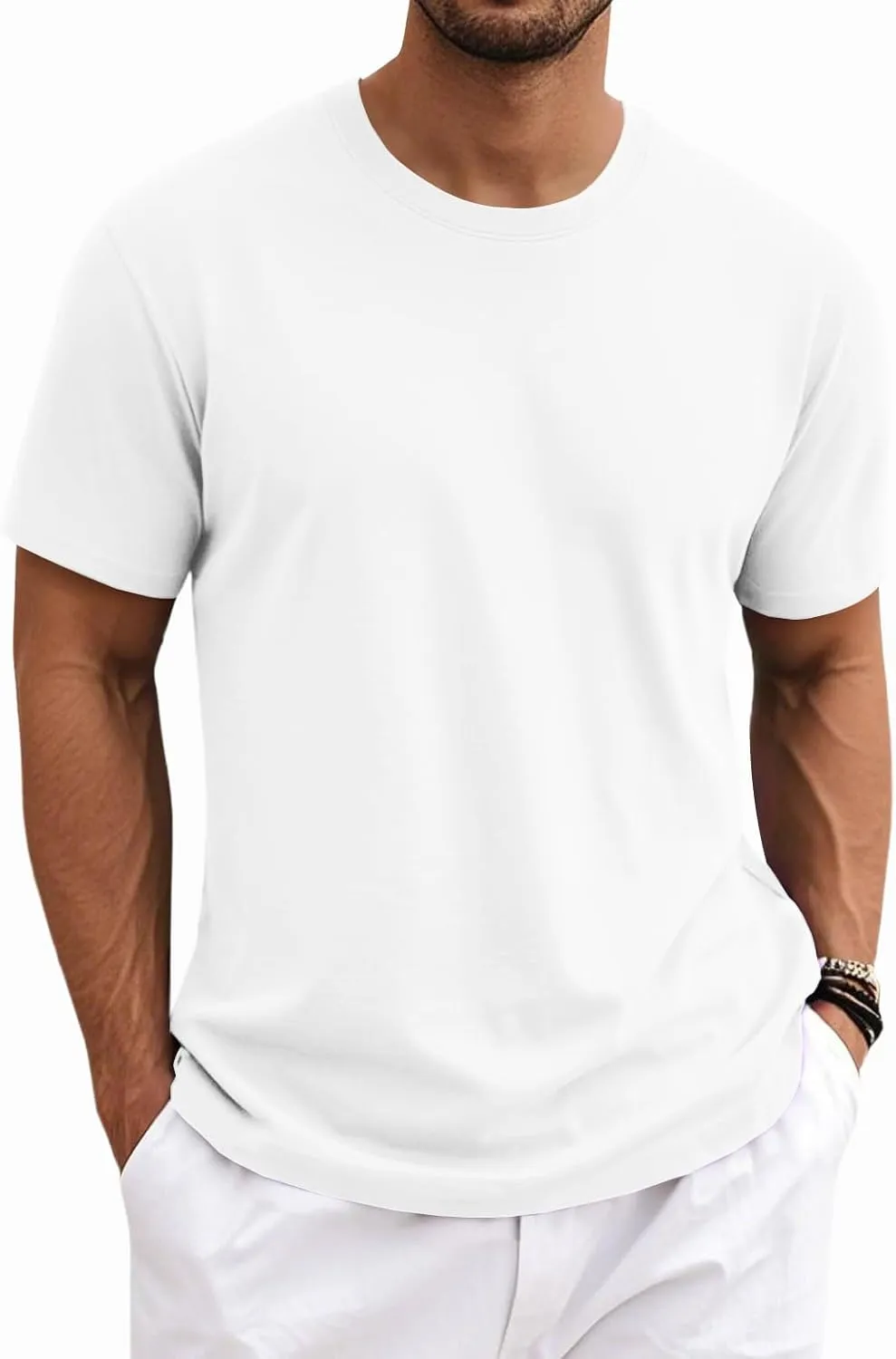 MAGNIVIT Men's Shirts Short Sleeve Cotton T-Shirt Crew Neck Light Tees Classic Basic Casual Tops Plain Soft Shirt