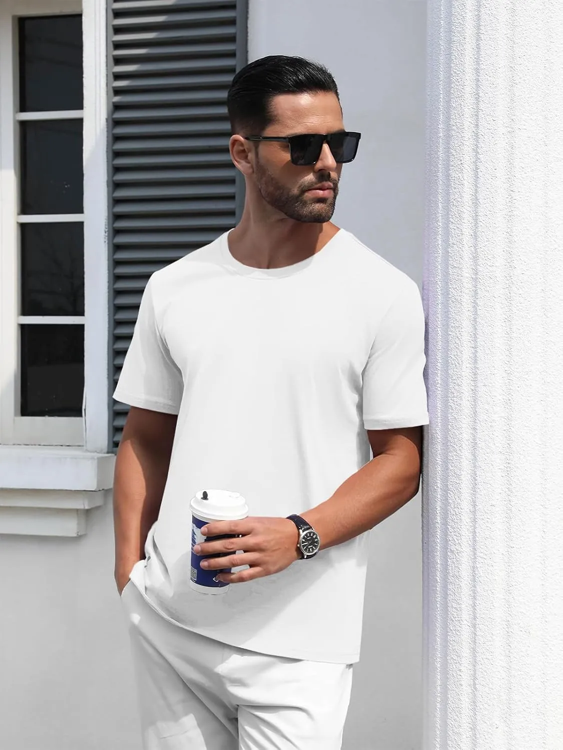 MAGNIVIT Men's Shirts Short Sleeve Cotton T-Shirt Crew Neck Light Tees Classic Basic Casual Tops Plain Soft Shirt