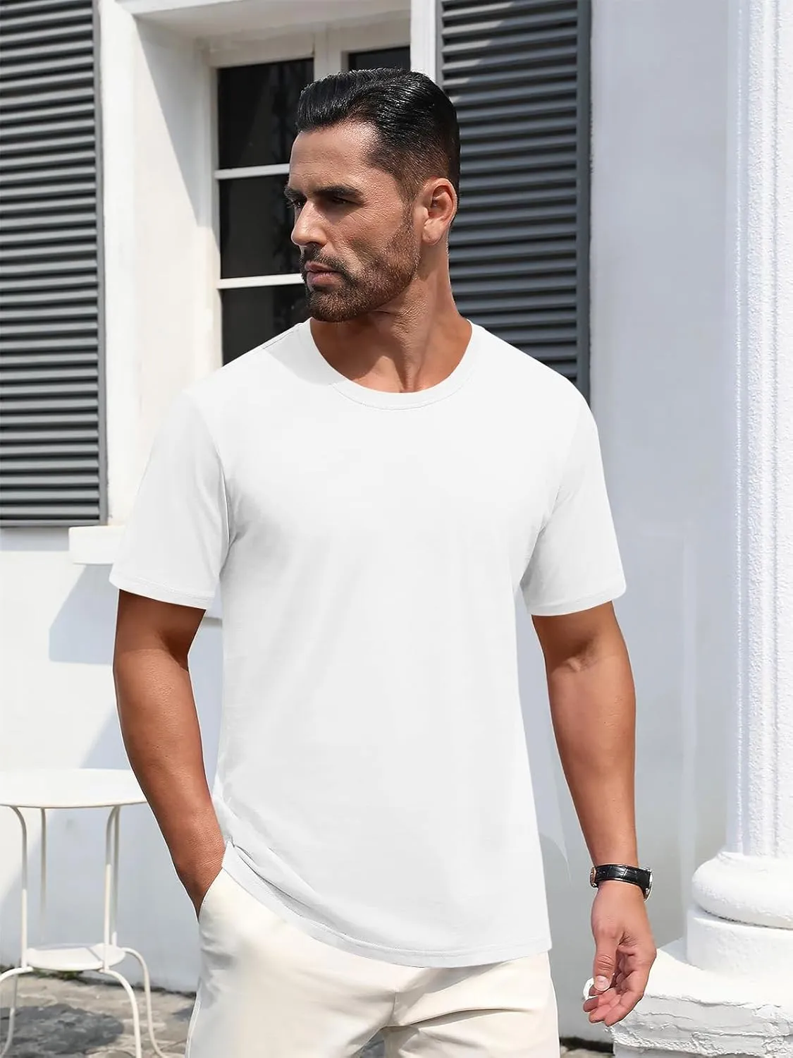 MAGNIVIT Men's Shirts Short Sleeve Cotton T-Shirt Crew Neck Light Tees Classic Basic Casual Tops Plain Soft Shirt