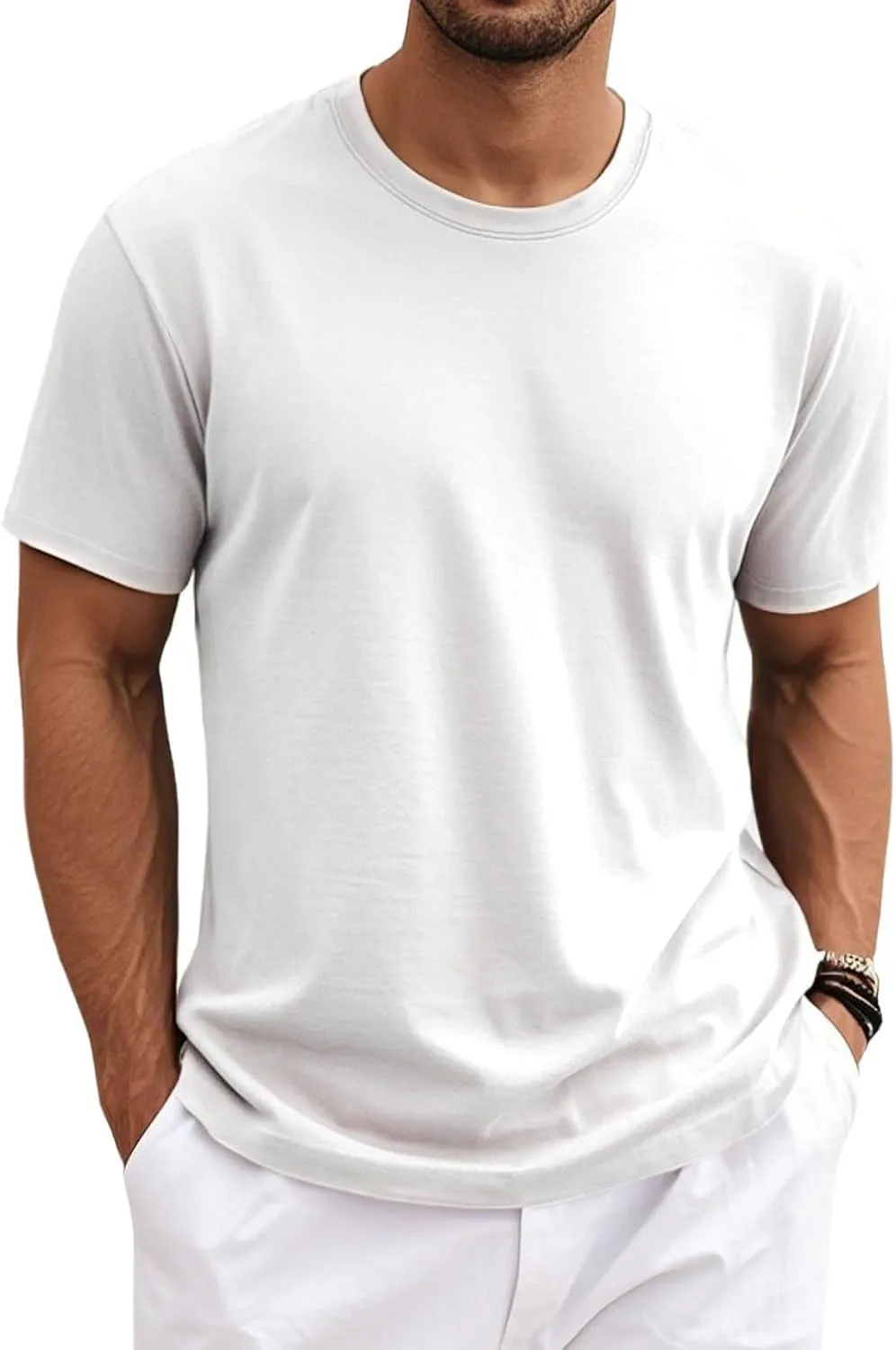MAGNIVIT Men's Shirts Short Sleeve Cotton T-Shirt Crew Neck Light Tees Classic Basic Casual Tops Plain Soft Shirt