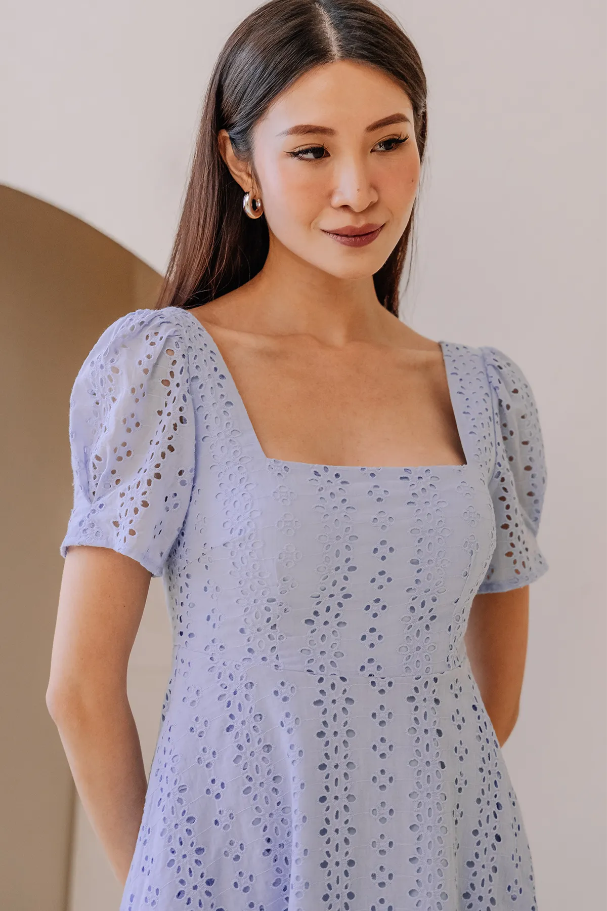 Mellow Eyelet Embroidery Dress (Blue)