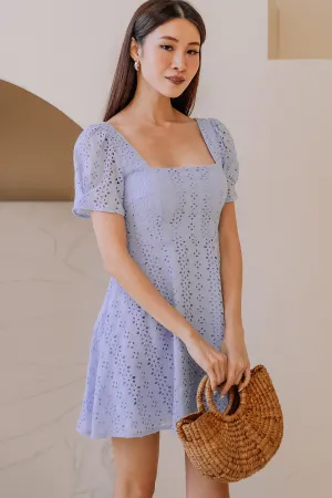 Mellow Eyelet Embroidery Dress (Blue)