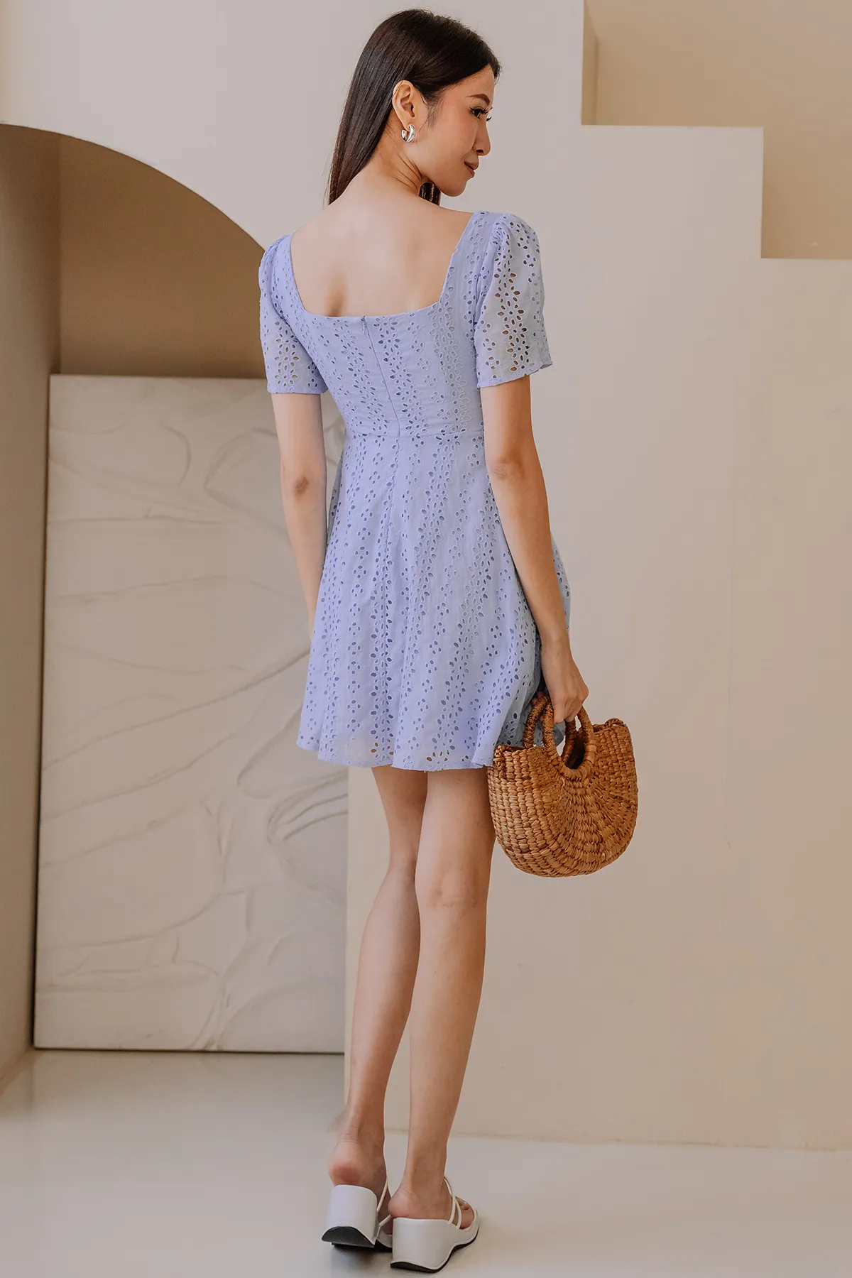 Mellow Eyelet Embroidery Dress (Blue)