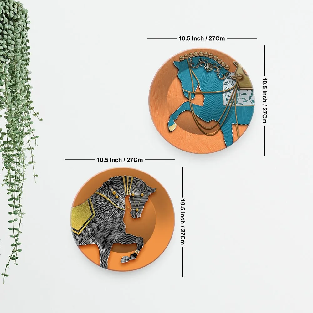 Modern Horse line Art Wall Hanging Plates of Two Pieces