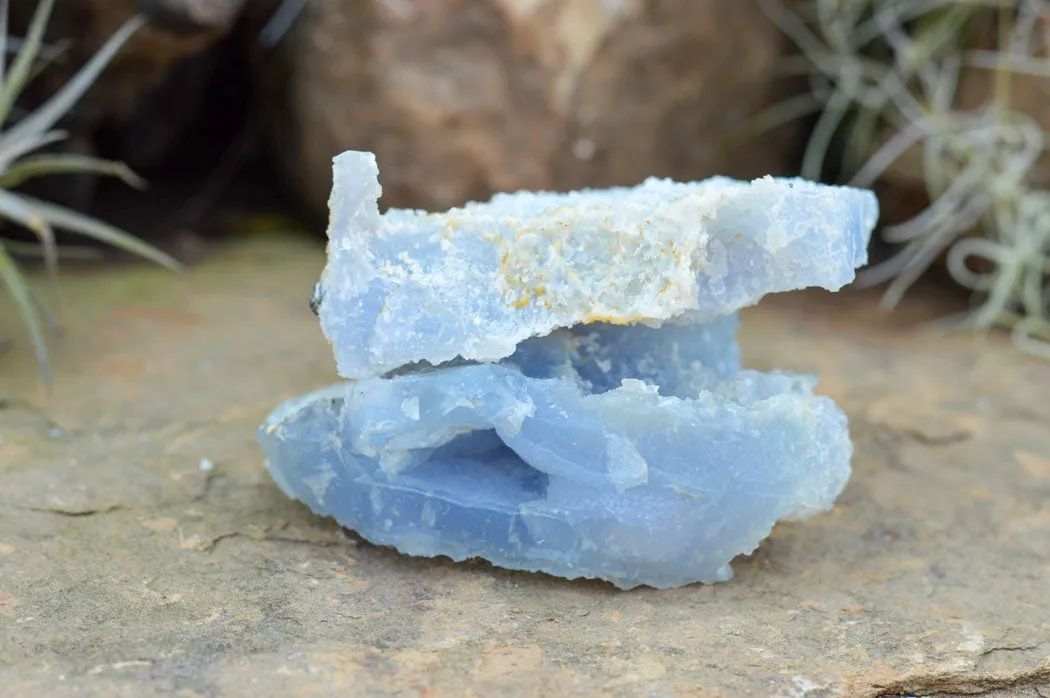 Natural Etched Blue Chalcedony Specimens x 5 From Nsanje, Malawi