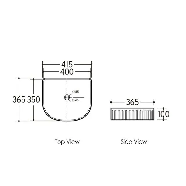 Otti Archie 415mm Fluted Above Counter Basin - Matte Black