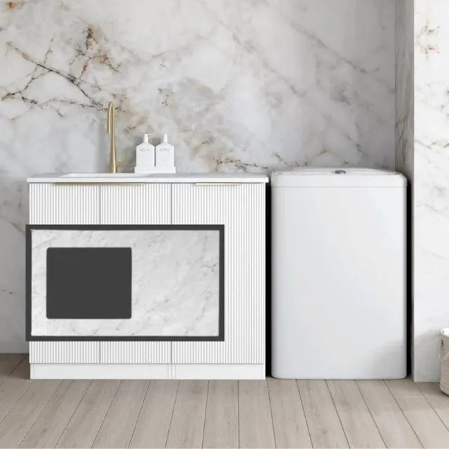 Otti Bondi White 1060mm Fluted Laundry Cabinet Set