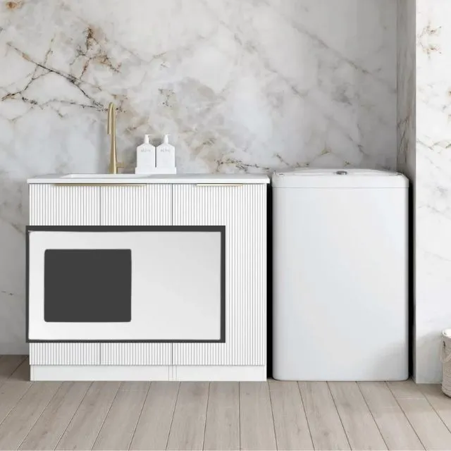 Otti Bondi White 1060mm Fluted Laundry Cabinet Set