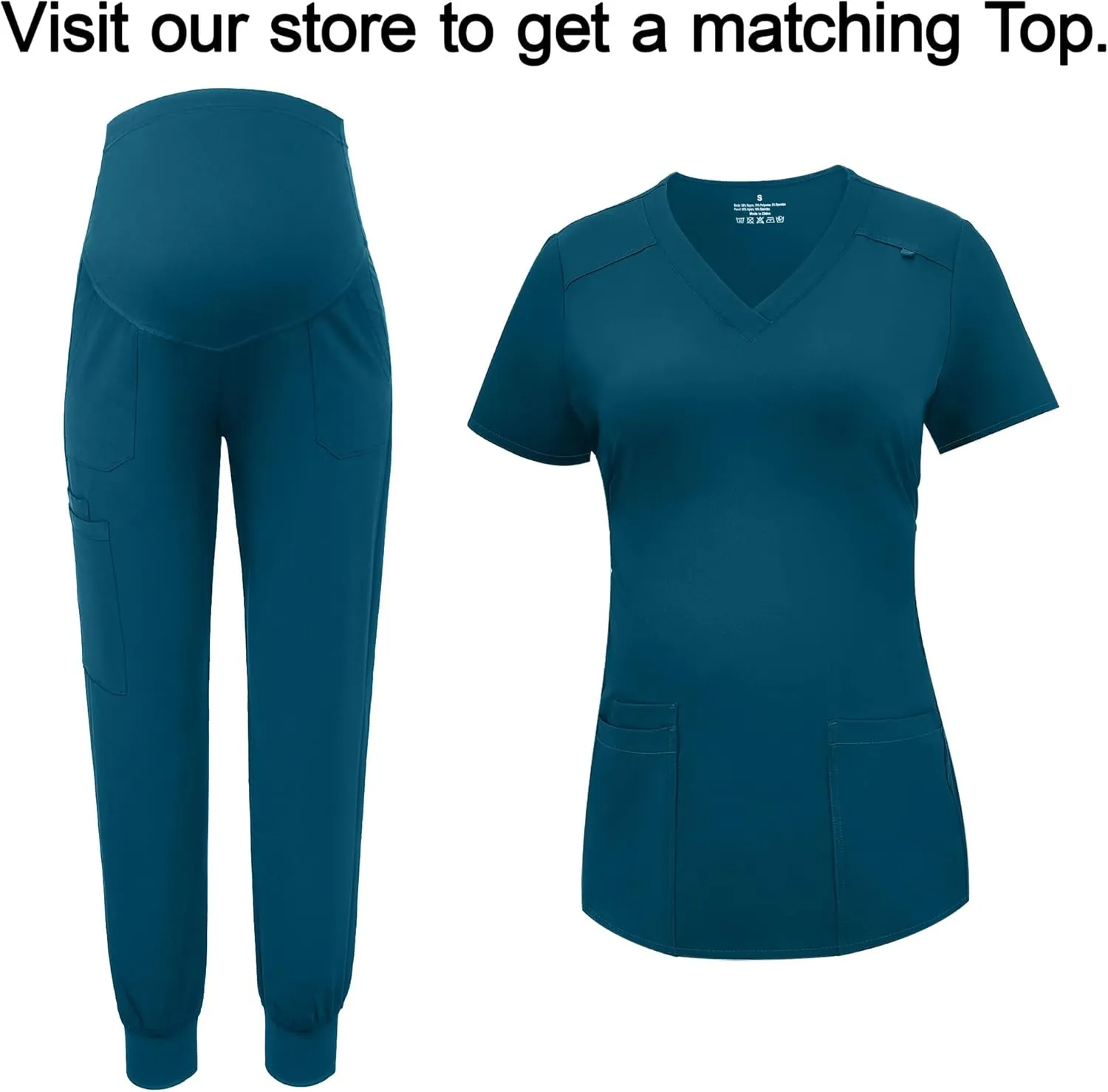 PACBREEZE Women's Maternity Scrubs with 6 Pockets, Workwear Maternity Jogger Scrubs Pregnancy Pants, S-XXL