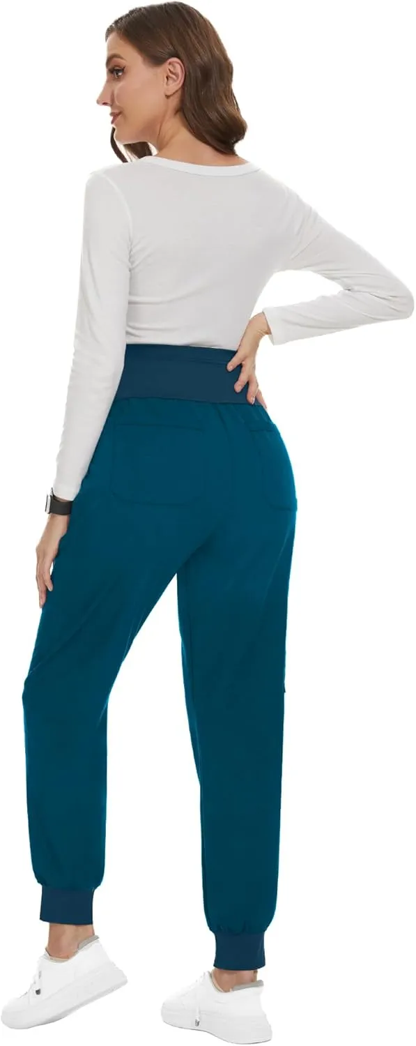 PACBREEZE Women's Maternity Scrubs with 6 Pockets, Workwear Maternity Jogger Scrubs Pregnancy Pants, S-XXL