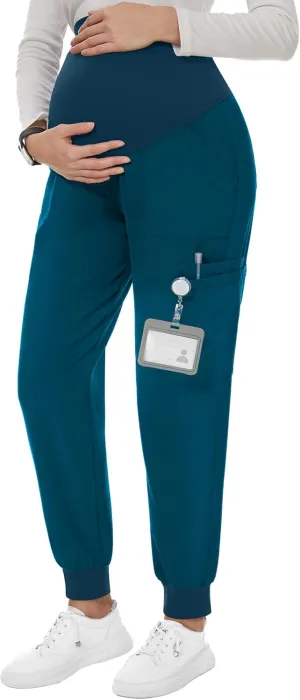 PACBREEZE Women's Maternity Scrubs with 6 Pockets, Workwear Maternity Jogger Scrubs Pregnancy Pants, S-XXL