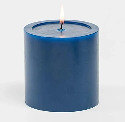 Pink Peony Smooth Scented Soy Wax Pillar Candles for Valentine, Home and Party Decoration, Wedding Gift, Romantic Candle | 150 Hours Burn | Pack of 3 (Blue) (8x6x3 Inch)