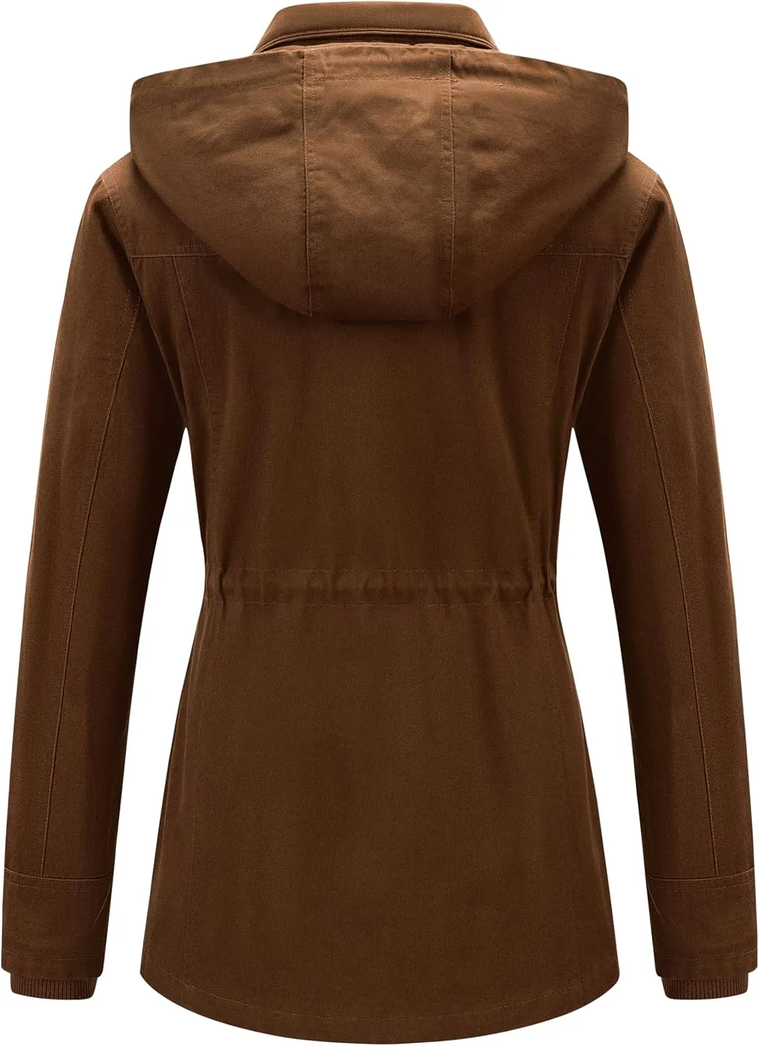 Pursky Women's Cotton Anorak Jacket Lightweight Casual Military Jackets Safari Utility Coats With Removable Hood