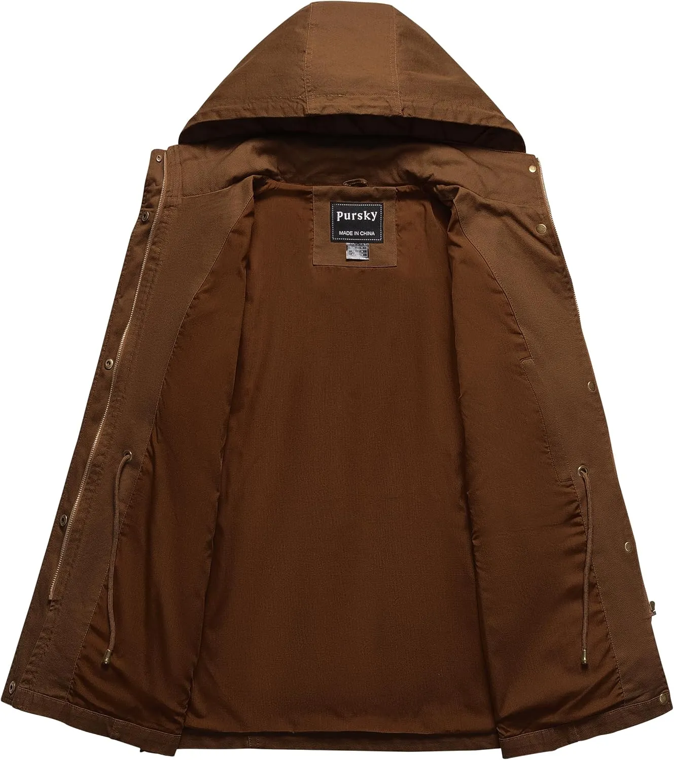 Pursky Women's Cotton Anorak Jacket Lightweight Casual Military Jackets Safari Utility Coats With Removable Hood