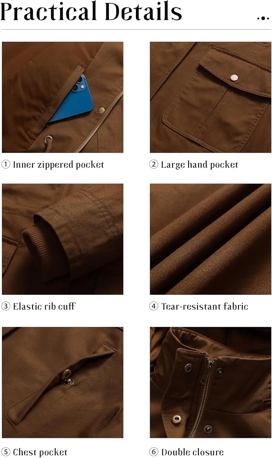 Pursky Women's Cotton Anorak Jacket Lightweight Casual Military Jackets Safari Utility Coats With Removable Hood