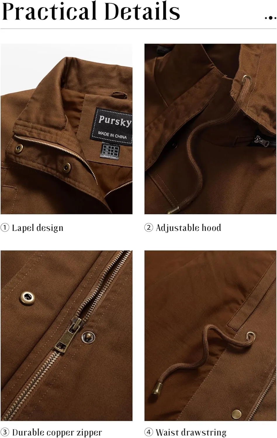 Pursky Women's Cotton Anorak Jacket Lightweight Casual Military Jackets Safari Utility Coats With Removable Hood