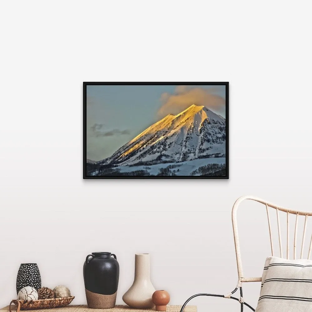 "Alpenglow on Mount Gothic Crested Butte Colorado" Black Float Frame Canvas Art