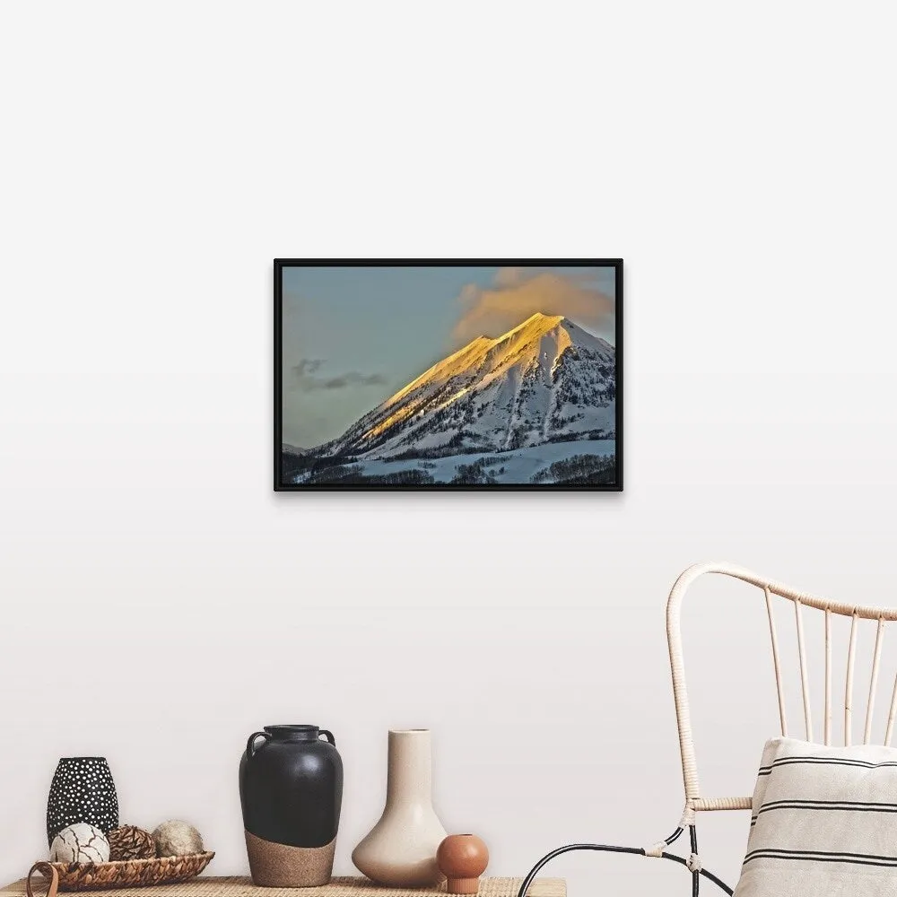 "Alpenglow on Mount Gothic Crested Butte Colorado" Black Float Frame Canvas Art