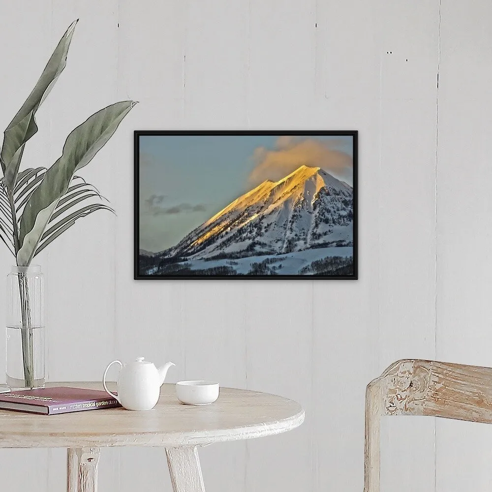 "Alpenglow on Mount Gothic Crested Butte Colorado" Black Float Frame Canvas Art