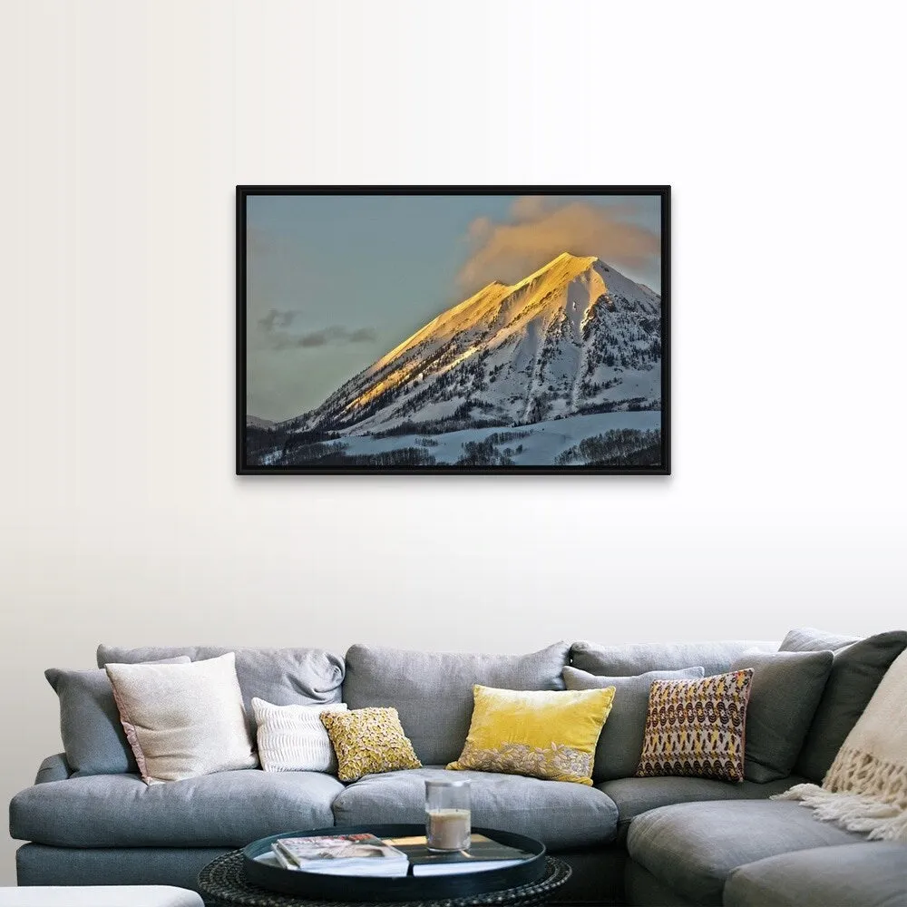 "Alpenglow on Mount Gothic Crested Butte Colorado" Black Float Frame Canvas Art