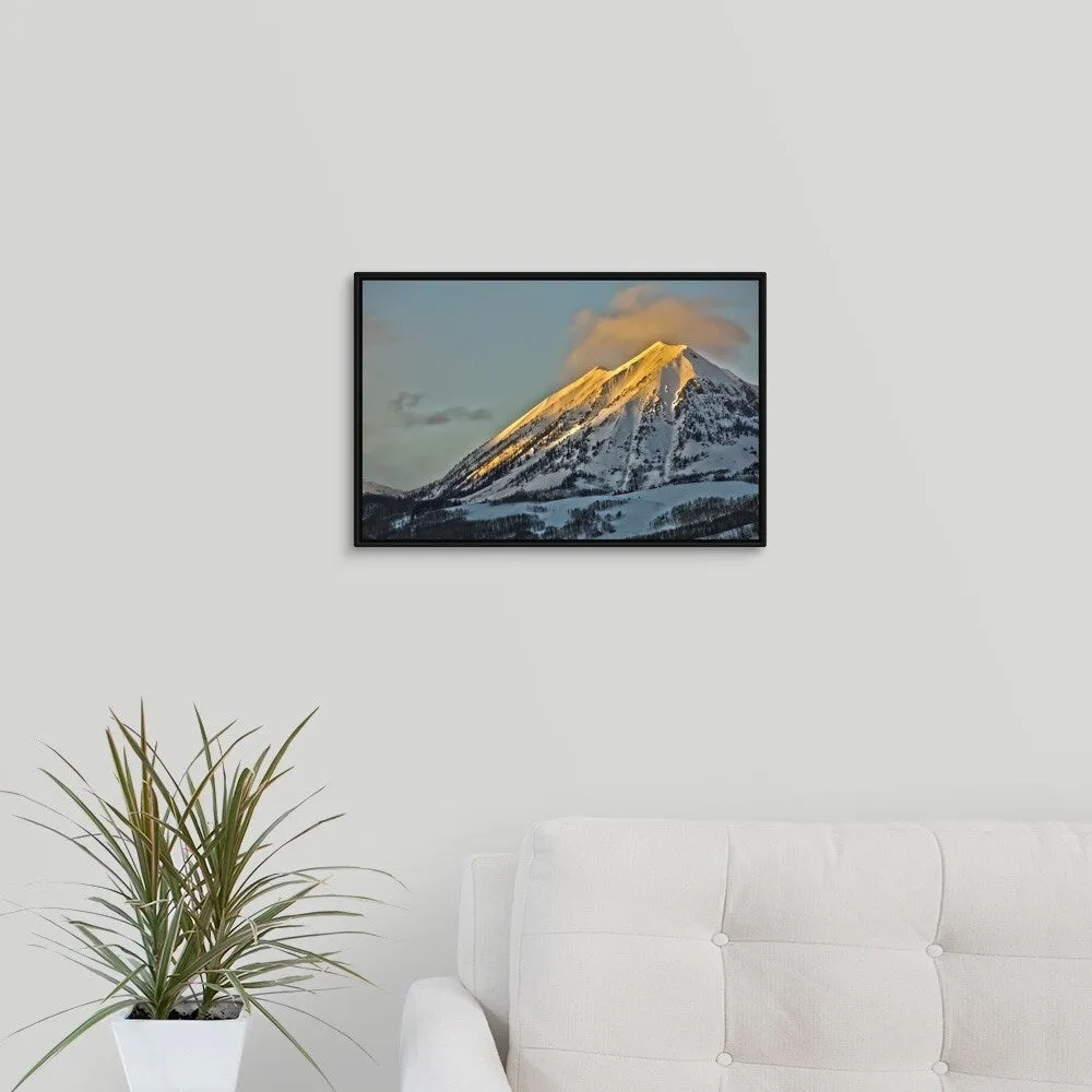 "Alpenglow on Mount Gothic Crested Butte Colorado" Black Float Frame Canvas Art