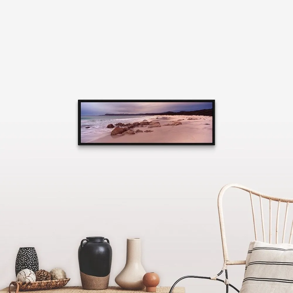 "Beach at dawn, Friendly Beaches, Freycinet National Park, Tasmania, Australia" Black Float Frame Canvas Art