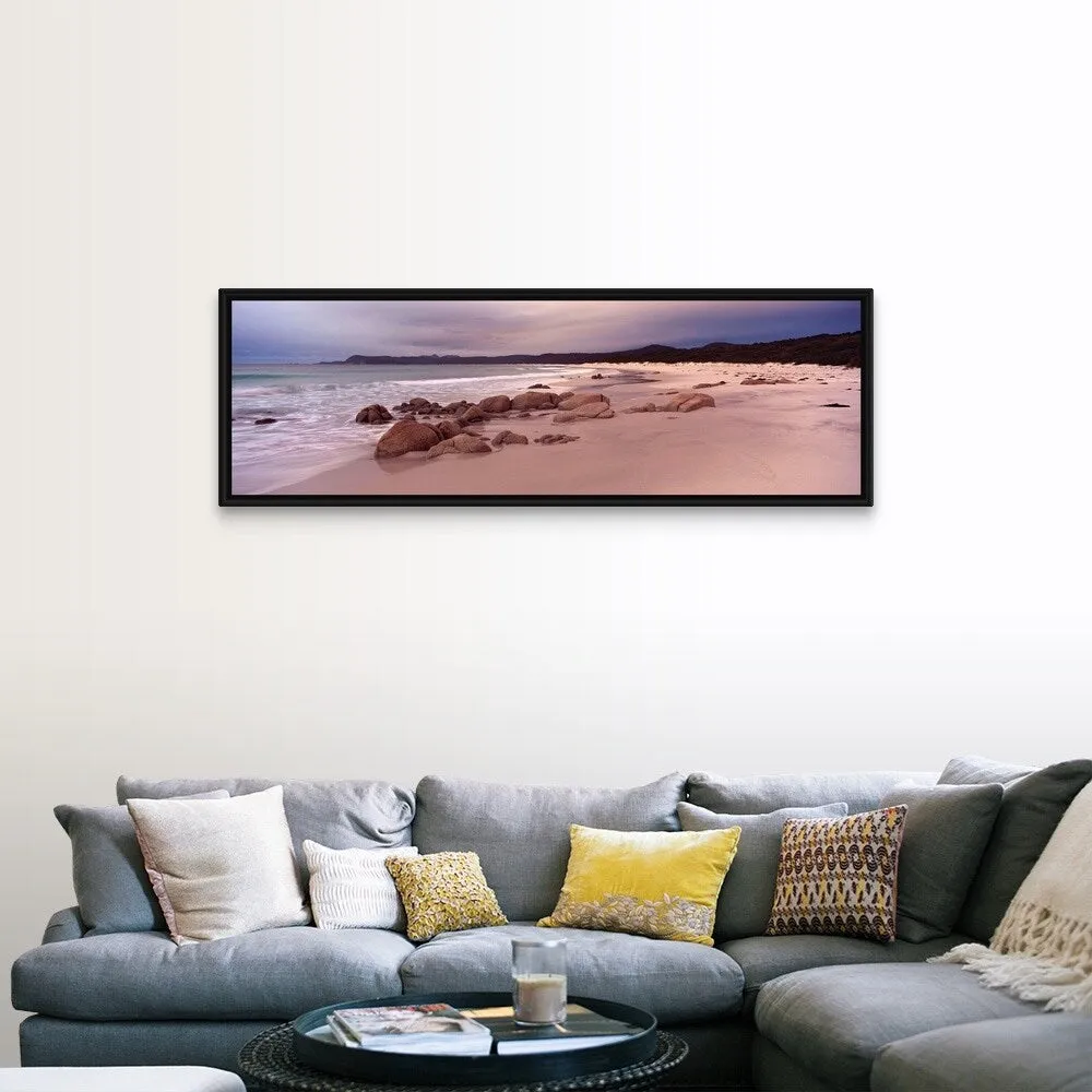 "Beach at dawn, Friendly Beaches, Freycinet National Park, Tasmania, Australia" Black Float Frame Canvas Art