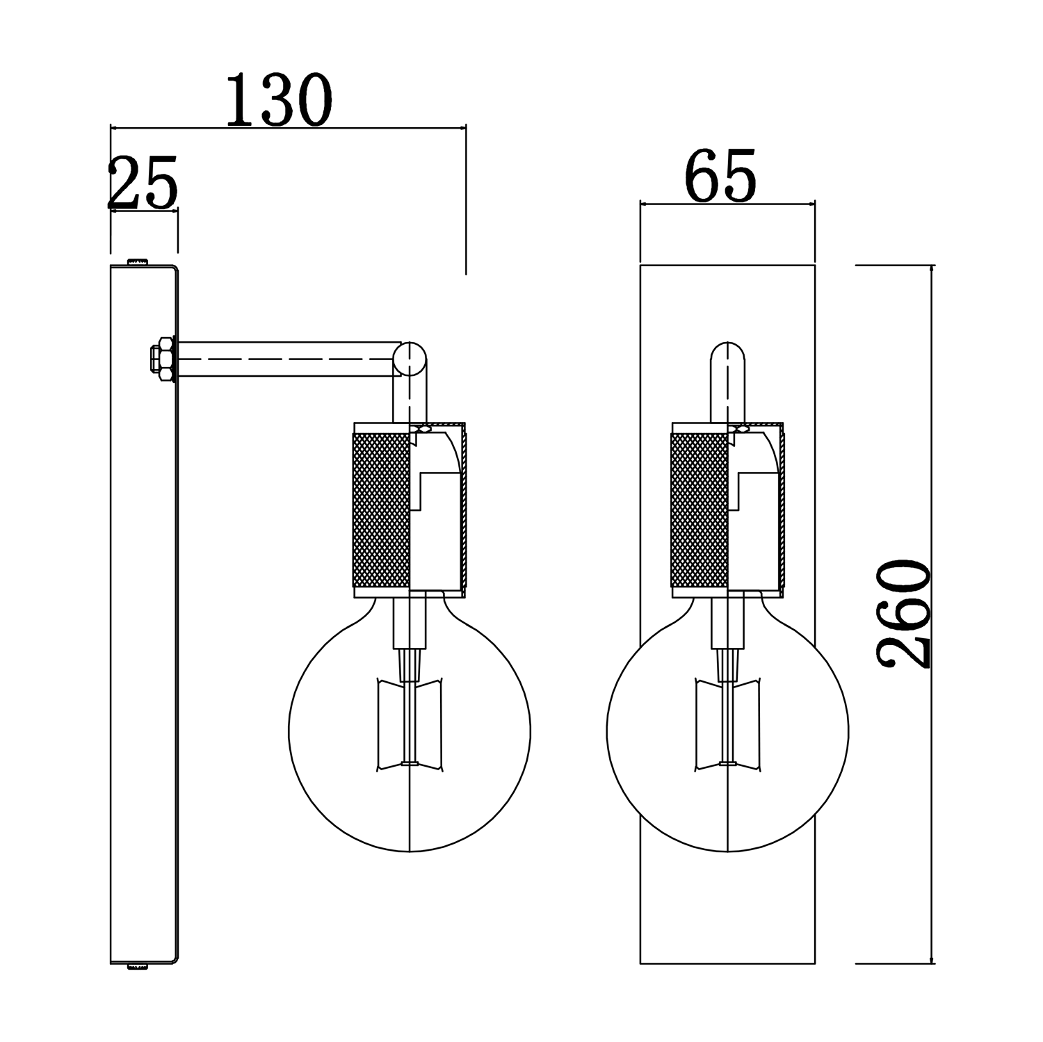 Reece Black Wall Light