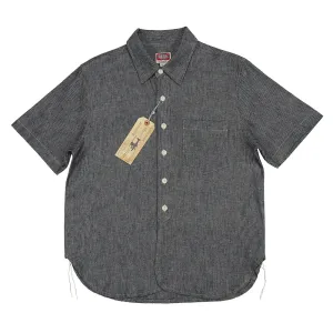 Salt Pepper Gray Short-sleeved Work Shirt - Vintage Mens Workwear