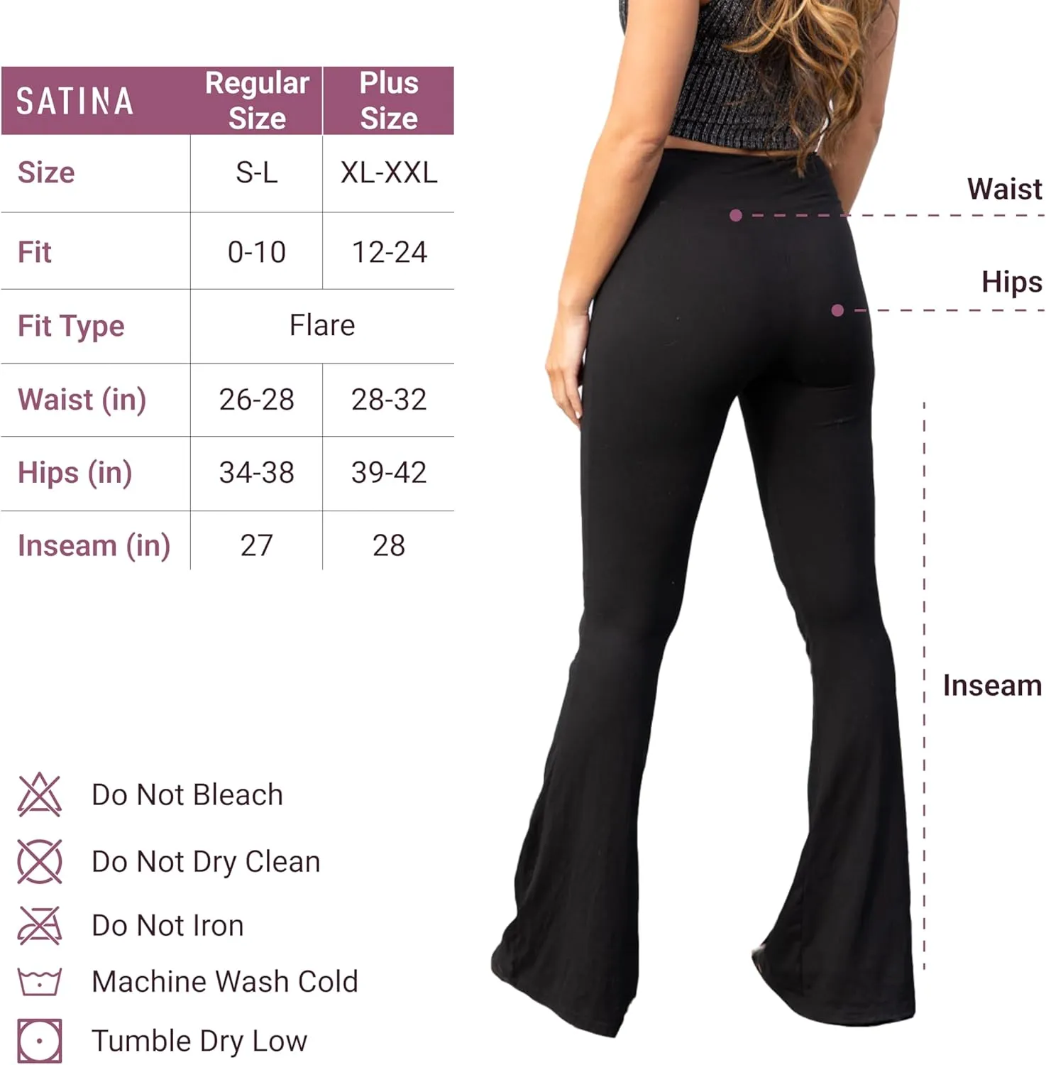SATINA High Waisted Flare Leggings for Women - Yoga Pants for Women - Buttery Soft Bell Bottom Palazzo - Versatile Sizing