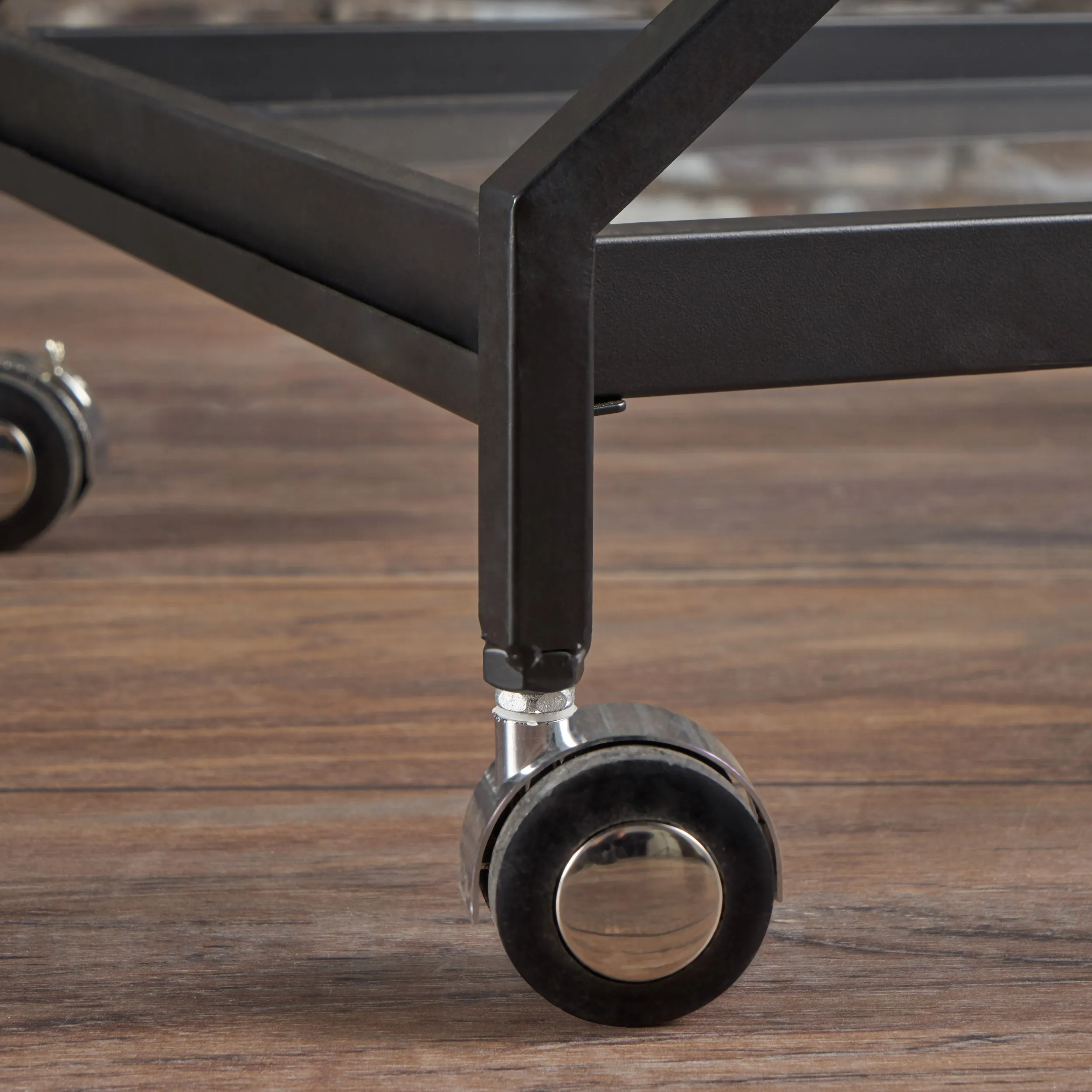 Sheri Modern Tempered Glass Black Iron Bar Cart