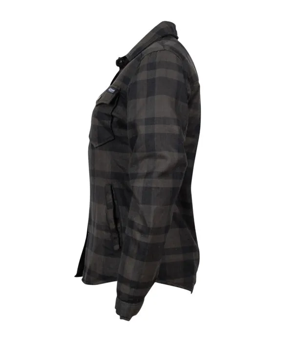 STS Ranchwear Womens Trapper Shirt Gray/Navy Plaid 100% Polyester Cotton Jacket