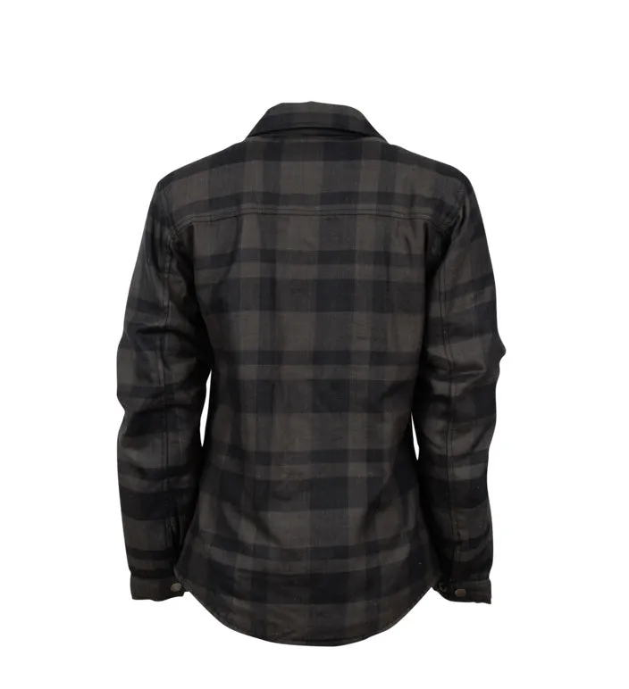 STS Ranchwear Womens Trapper Shirt Gray/Navy Plaid 100% Polyester Cotton Jacket