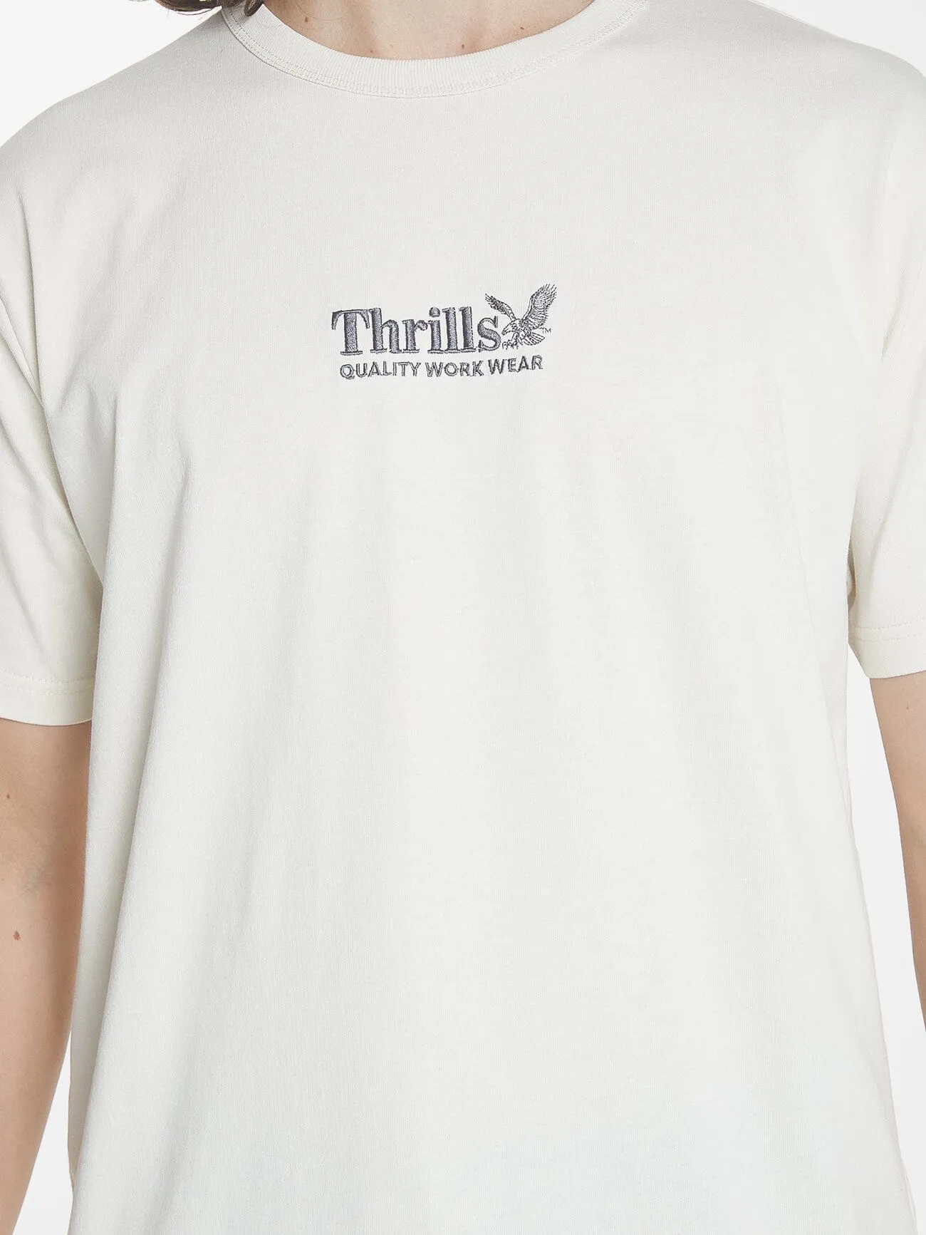 Thrills Workwear Embro Merch Fit Tee - Heritage White