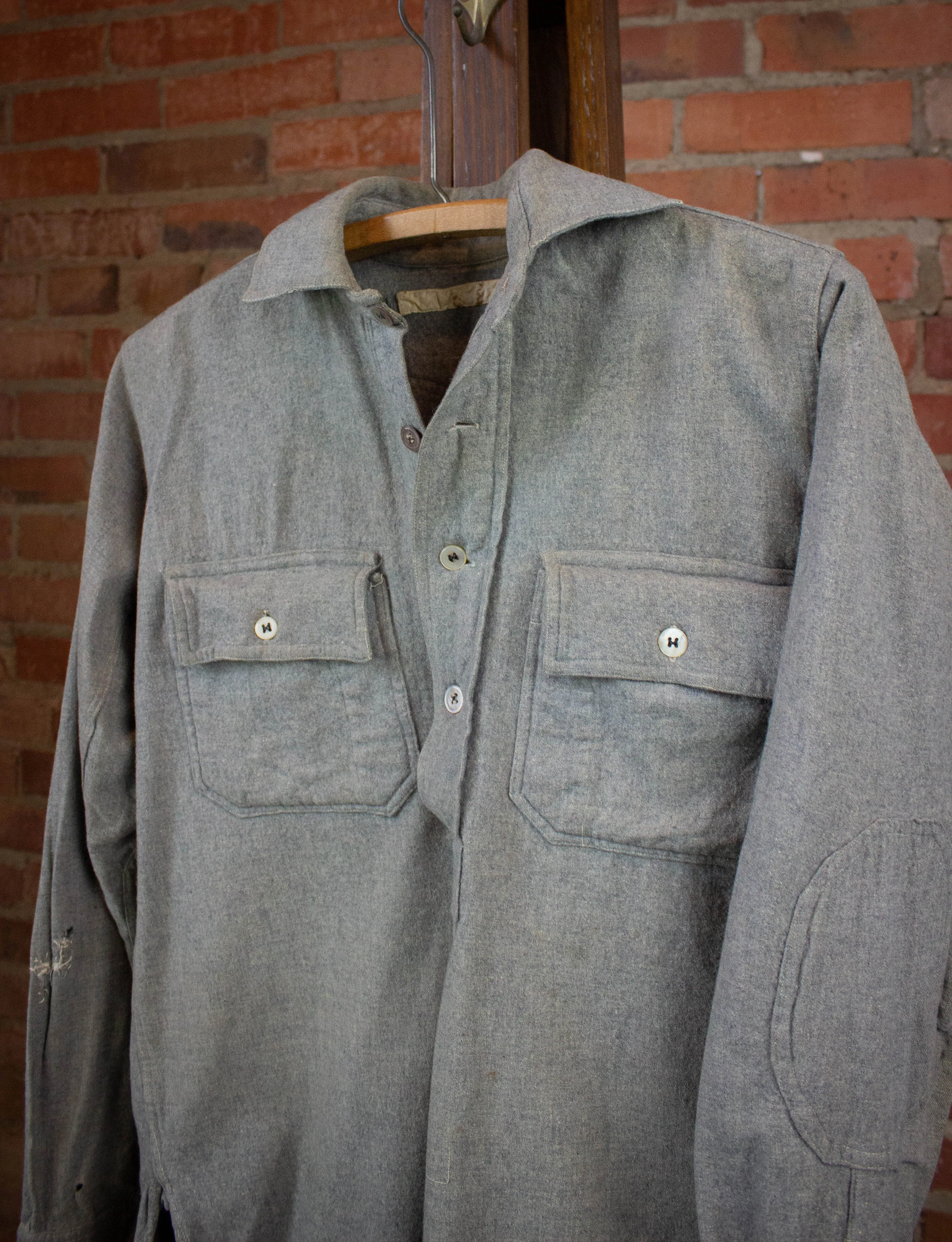 Vintage Pullover Workwear Shirt 30s Gray Medium