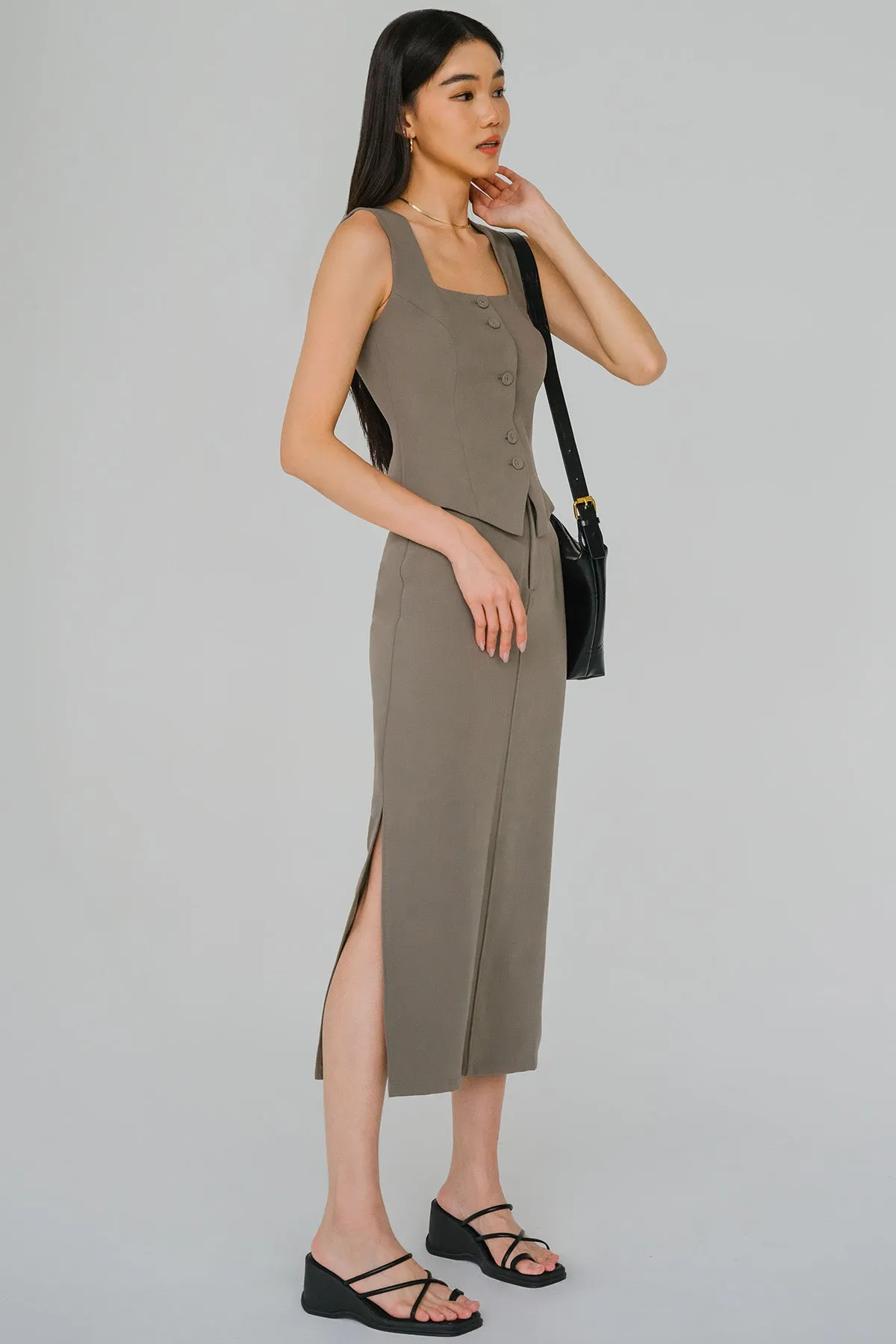 Vivienne Square Neck Top (Olive)